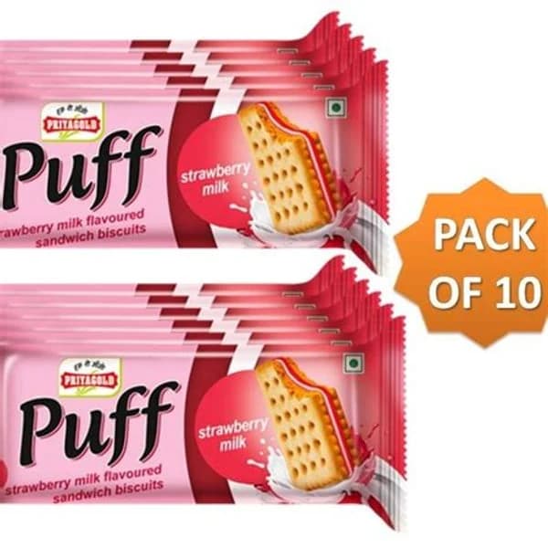 PRIYA PRIYA GOLD PUFF STRAWBERRY MILK BISCUITS product image