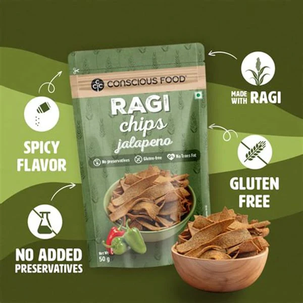 CONSCIOUS CONSCIOUS FOOD RAGI JALAPENO CHIPS product image